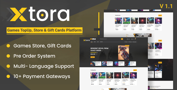 Xtora - Games TopUp, Store & Gift Cards Seller with Preorder Management - Shop.Vyeron.com